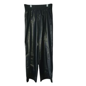 ZARA FAUX LEATHER WOMEN'S BLACK FLARE LEG PANTS SIZE LARGE